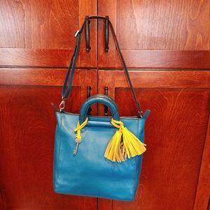 Fossil brilliant blue leather convertible handbag